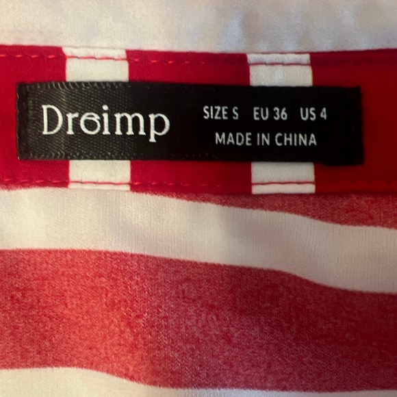 DROIMP Chic Red & White Striped Long Blouse - Size 4/Small - Picture 10 of 13